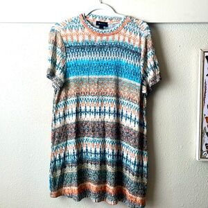 Vintage AB Studio lightweight watercolor short sleeve mini dress